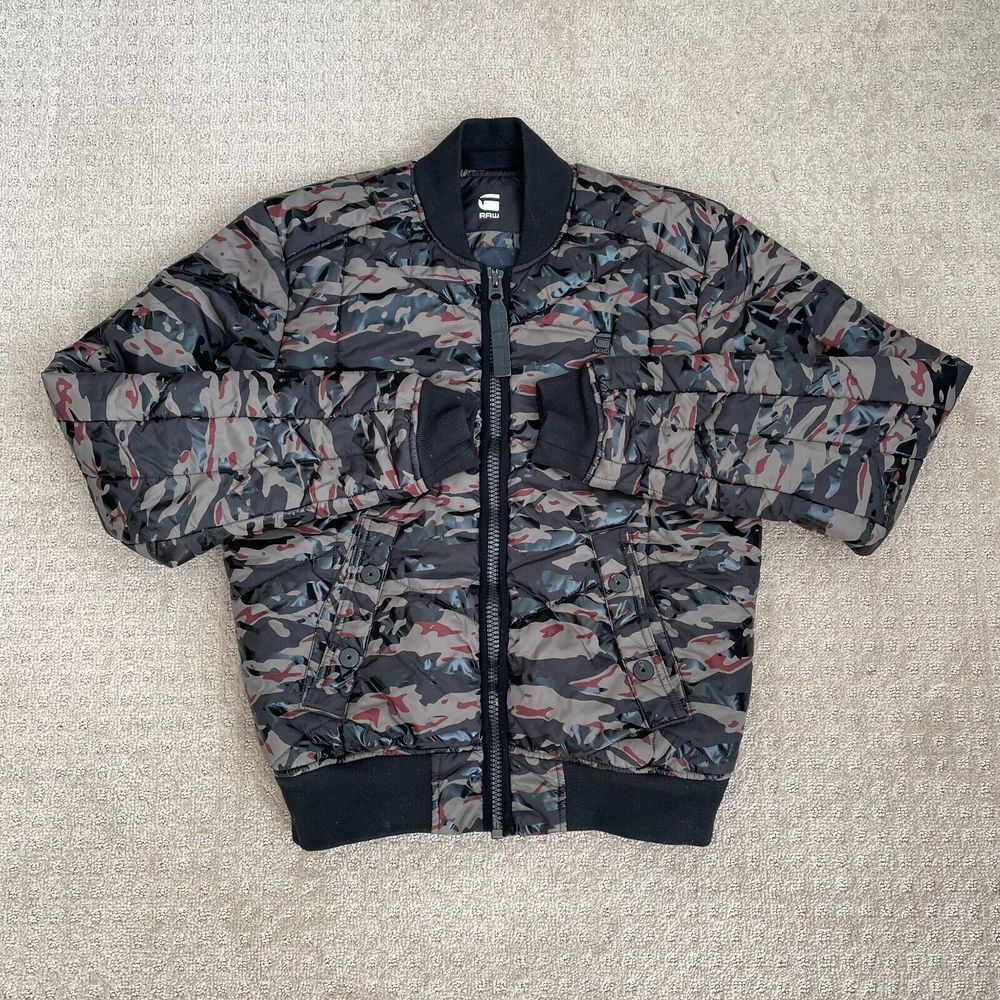 G Star Whistler Meefic Quilted Bomber Jacket Men XS Camo Full‎ Zip Padded $260